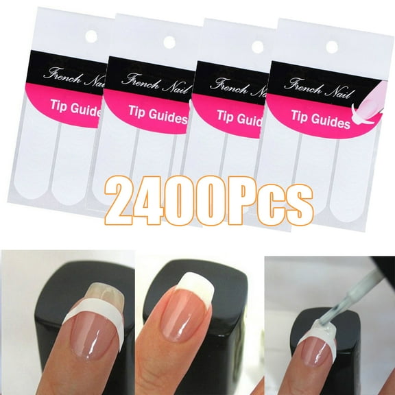 Zhaomeidaxi 2400Pcs French Manicure Nail Art Stickers, Self-Adhesive Nail Tips Guides for DIY Decoration Stencil Tools