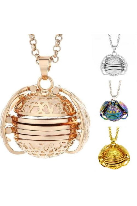 2PCS Photo Necklace Vintage Love Heart Locket Openable expanding Pendant Ball with Wing Design Necklace for Valentine Day