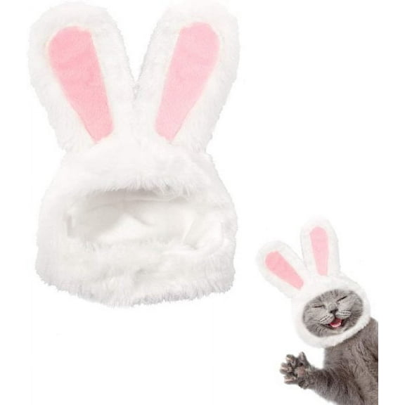 Zhaomeidaxi 2Pcs Cute Costume Bunny Rabbit Hat with Ears for Cats %26 Small Dogs Party Costume Easter Pet Accessory Headwear