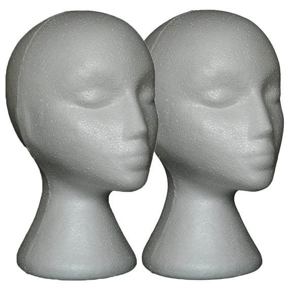 Zhaomeidaxi 2Pcs Foam Wig Head Female Mannequin Hairpieces Stand Holder Cosmetics Model Head Wig Display for Home Salon and Travel