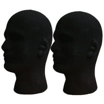 Zhaomeidaxi 2Pcs Male Mannequin Head Cosmetics Model Head Wig Display Foam Mannequin Glasses Hat Hairpieces Stand