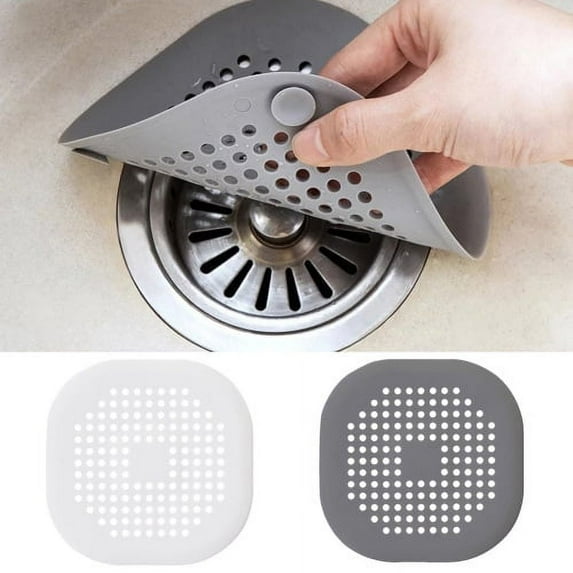 Zhaomeidaxi 2Pcs Shower Drain Cover,Square Silicone Anti-Clogging Filter Floor Sink Strainer for Kitchen Bathroom Drain, Hair Catcher Flat Silicone Stopper with Suction Cups