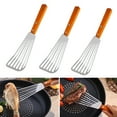 thumbnail image 1 of Zhaomeidaxi 3Pcs Wooden Handle Fish Spatula, Stainless Steel Nonstick Slotted Serving Turner, Kitchen Steak Metal Cookie Flipper for Frying, Flipping, Turning, Scooping, Grilling, 1 of 7