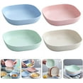 thumbnail image 1 of Zhaomeidaxi 4Pcs Square Salad Bowl Wheat Straw Pasta Bowls Lightweight Food Serving Bowls Party Snack Dish for Soup Dessert Rice, 1 of 7