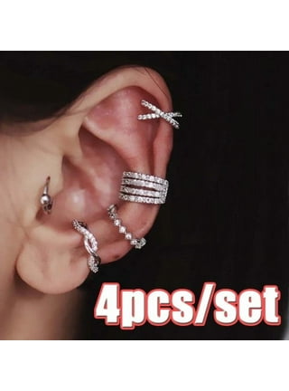 5Pcs/set Minimalist Double Wrap Leaf Star Cross Ear Cuff Dainty
