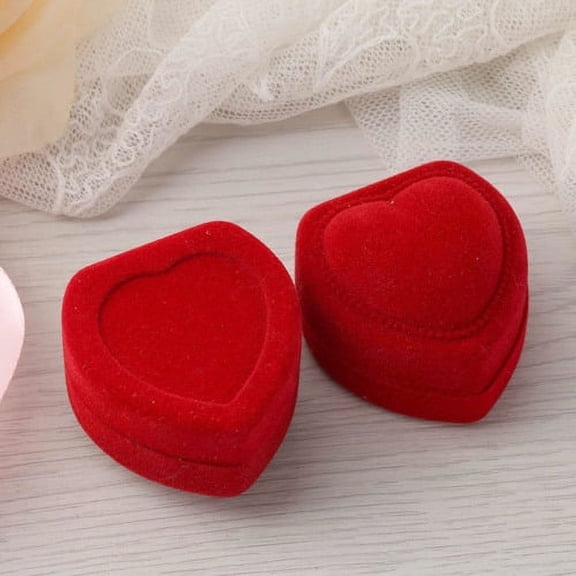 Zhaomeidaxi 5 PCS Jewelry Gift Box Case Heart Shaped Ring Gift Box Velvet Earrings Ring Bearer Box Jewelry Organizer Case Jewelry Display Box for Proposal, Engagement