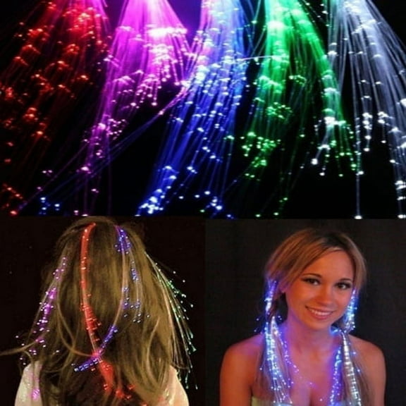 Zhaomeidaxi 5Pack LED Lights Hair Light-Up Fiber Optic LED Hair Barrettes Extensions Light Flashing Fiber Optic Hair Braid Barrettes Hair Clips for Party Favors Festival Party Bar Concert