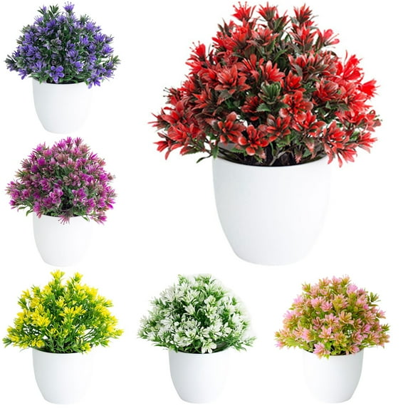 Zhaomeidaxi Artificial Potted Plants Mini Fake Plant, Small Plastic Flower with Pot, Faux Potted Plants for Home Decor, Indoor, Table Decoration