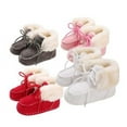 thumbnail image 1 of Zhaomeidaxi Baby Booties Baby Girl Shoes Winter Warm Fur Lining Non-Slip Lace Up Newborn Boots Infant Toddler First Walker Crib Shoes, 1 of 6