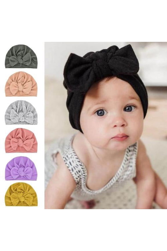 Baby Hair Bow Turban Hat, Oversized Bow Knotted Headwrap India Cap for Newborn Infants Toddlers