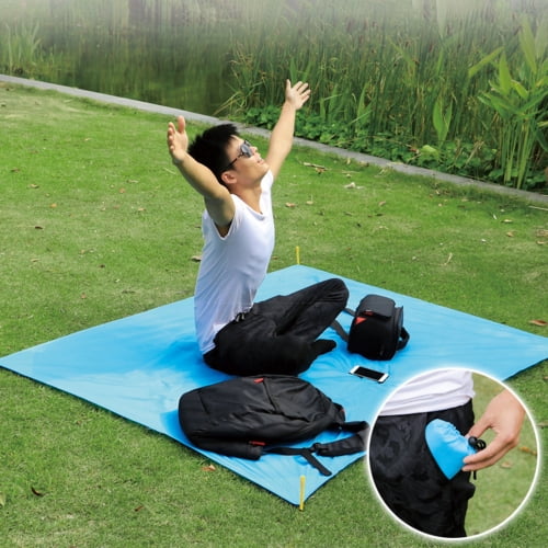 Zhaomeidaxi Beach Blanket, Waterproof Picnic Blanket, Quick Drying Indoor%26Outdoor Family Mat with 4 Stakes%264 Corner Pockets for Travel, Camping, Hiking, Music Festival