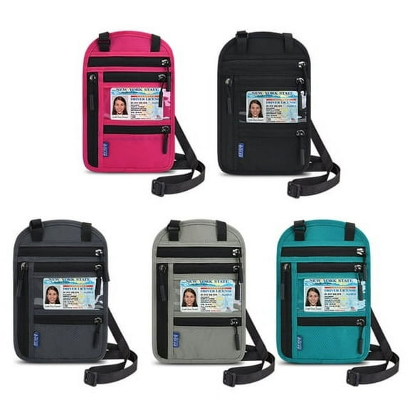 Zhaomeidaxi Blocking Passport Holder Wallet with Neck Stash Pouch for Traveling Security Credit ID Card