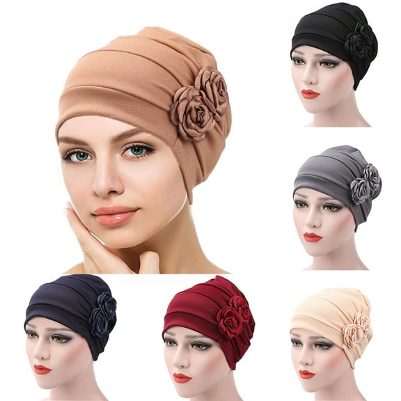 Zhaomeidaxi Chemo Cancer Head Scarf Hat Cap Chiffon Cotton Turban Headwear Women Stretch Flower Muslim Headscarf