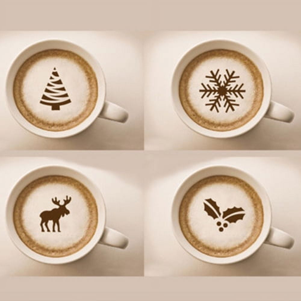 Set Coffee Stencils Drawing Picture Cappuccino Macchiato Latte Christmas  Theme Stock Vector by ©zhigulinadesign@gmail.com 205497820