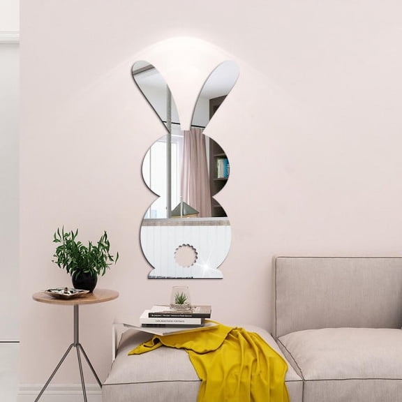 Zhaomeidaxi DIY Mirror Wall Sticker, Easter Bunny shaped Removable Acrylic Mirror Setting Wall Sticker Decal Rabbit  shaped  for Home Living Room Bedroom Decor (Various color) for Easter Day