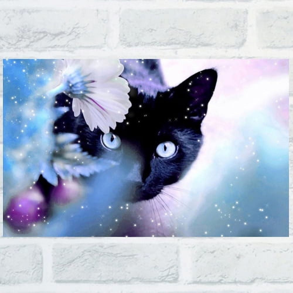 Diy 5d Diamond Painting Kit Black Cat Candle Painting Wall - Temu