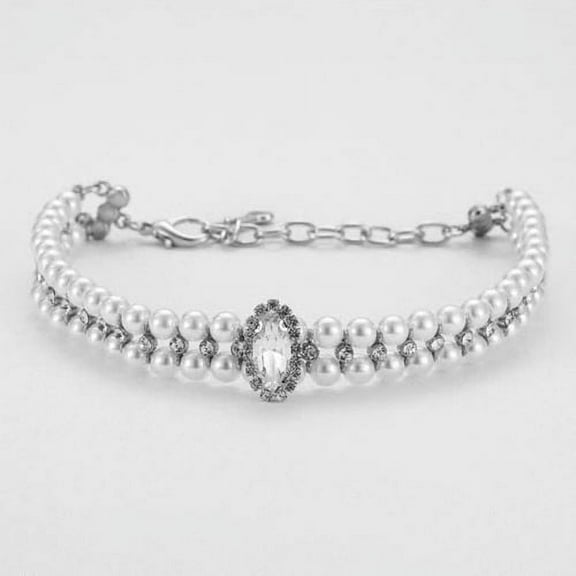 Zhaomeidaxi Dog Cat Cute Fashion Pearl Collar with Crystal Rhinestone Diamond Decor Pet Adjustable Neck Strap Accessary for Wedding Birthday Party