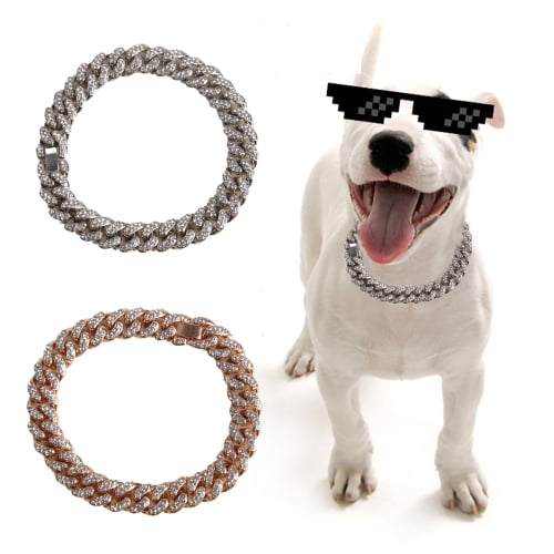 Zhaomeidaxi Dog Collar Link Chain Inlaid Rhinestone Decorative ABS Links Festival Decor Collar for Dogs