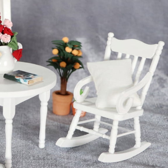 Zhaomeidaxi Doll House Wooden Chairs 1:12 Model Chairs Mini Wooden Rocking Chairs for Accessories Furniture Decoration