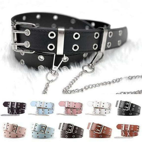 Zhaomeidaxi  Double Grommet Belts With Holes for Women Men Teens Hip-hop Style Belt for Jeans Pants
