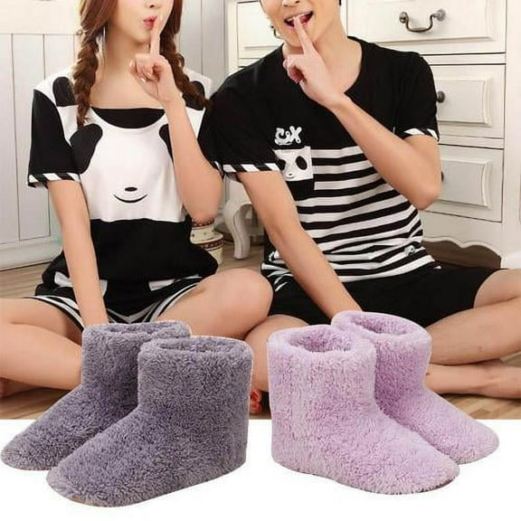 Zhaomeidaxi Electric Heated Foot Warmers for Men Women Fluffy Thick Plush Foot Heater Winter USB Rechargeable Thermal Heating Pad Cushion Heat Therapy Feet Warmer Boots Shoes