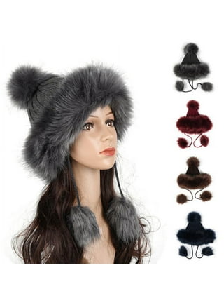 HT252 New Fashion Women Winter Hat High Quality Faux Fur Earflap Russian Hat  Warm Trooper Trapper