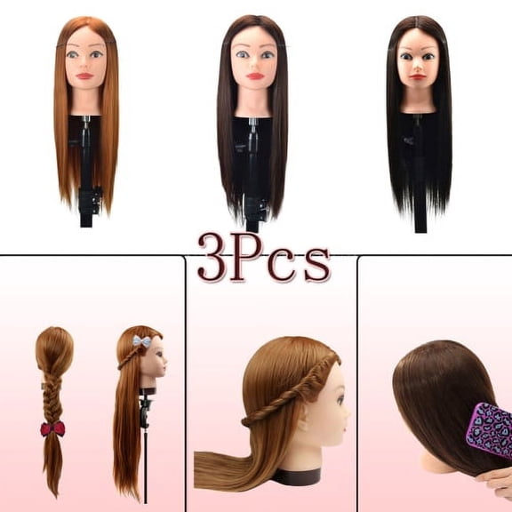 Zhaomeidaxi Female Model Hair Wig Practice Salon Hair Training Weaving and Wearing Dummy Mannequin 3PCS