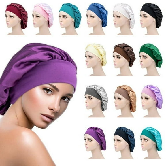 Zhaomeidaxi Hair Satin Bonnet For Sleeping Shower Caps Satin Chemo Caps with Wide Elastic Band Night Sleep Cap Bonnets for Women