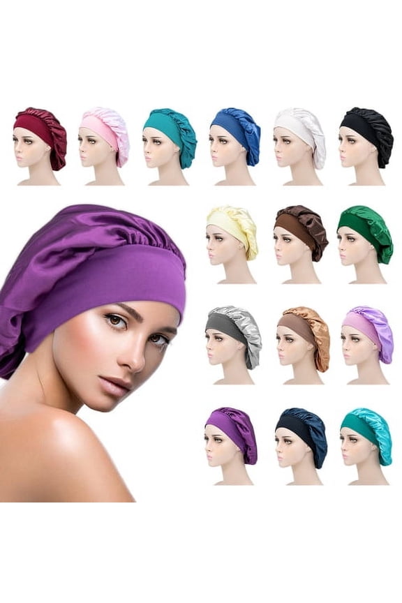 Hair Satin Bonnet For Sleeping Shower Caps Satin Chemo Caps with Wide Elastic Band Night Sleep Cap Bonnets for Women