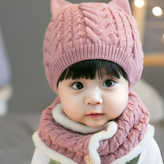 Zhaomeidaxi Kids Winter Beanie Hat and Scarf Set 2-Pieces for Boys and Girls 1-8 Years Cold Snow Knit Cap with Fleece Lining