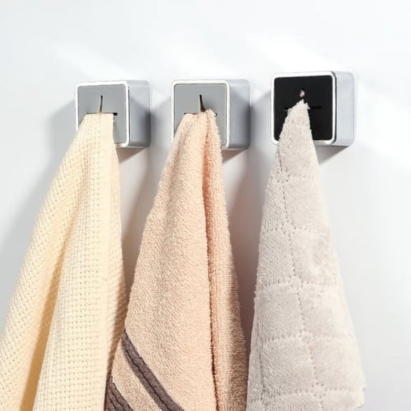 Zhaomeidaxi Kitchen Towel Holder, Self Adhesive Wall Dish Towel Hook, Square Wall Mount Towel Holder for Bathroom, Kitchen and Home, Wall, Cabinet, Garage, No Drilling Required