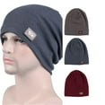 thumbnail image 1 of Zhaomeidaxi Mens Winter Warm Knitting Hats Plain Skull Beanie Cuff Toboggan Knit Cap, 1 of 8