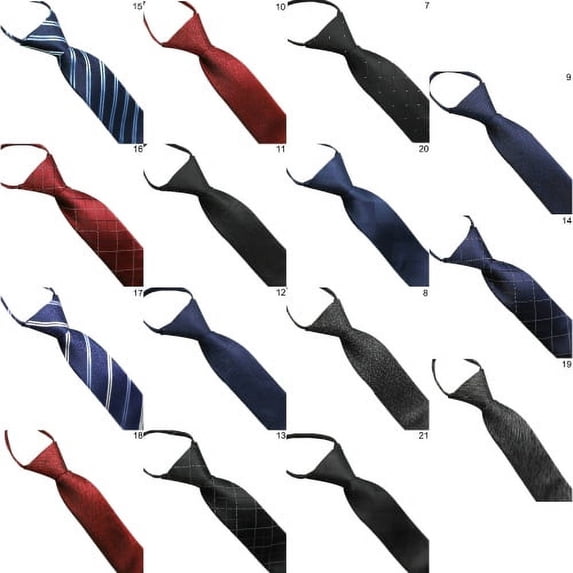 Zhaomeidaxi Mens Zipper Tie Business Wedding Solid Checks Striped Microfiber Necktie