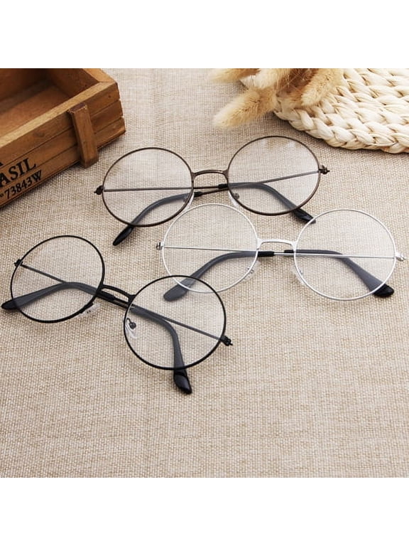 Metal Frame Round Glasses Oversized Clear Lens Glasses Lightweight Circle Eyeglasses for Women Men
