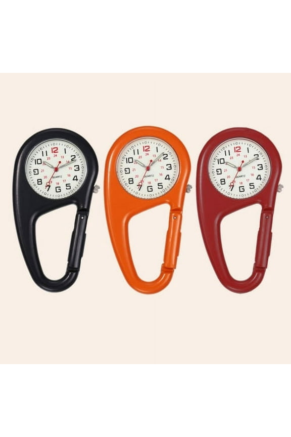 Metal Watch Night Light Alloy Unisex Backpack Buckle Belt Watch Black with White dial Ideal for Doctors Nurses Rock Climbing