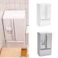 thumbnail image 1 of Zhaomeidaxi Mini Refrigerator Double Door Design Kitchen Wooden Fridge Refrigerator Fridge Freezer for DIY Accessories 1/12 doll house, 1 of 9