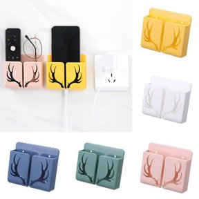 Zhaomeidaxi Mobile Phone Holder Multi-function Wall Mounted Creative Antlers Remote Control Storage Box Organizer for Home