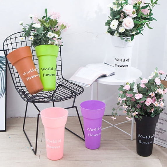 Zhaomeidaxi Nordic Decorative Plastic Florist Flower Vases Bucket Design Ideal Gift for Wedding Special Events