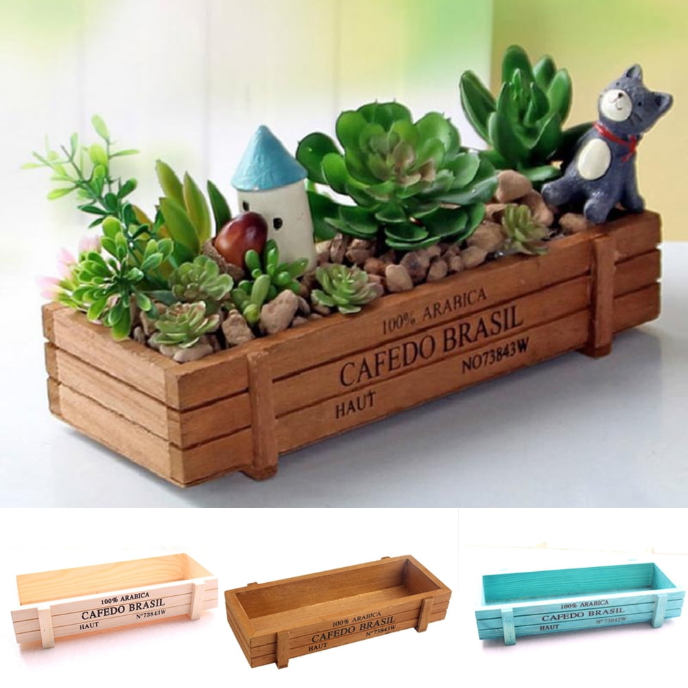 Zhaomeidaxi Rectangle Wood Planter Boxes Rustic Window Plant Pot Box for  Holding Indoor Home Table Centerpiece Flower Wedding Decor - Walmart.com, image size:1001x1001