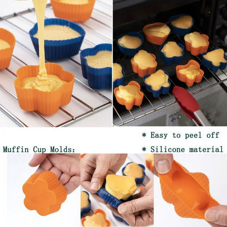 Zhaomeidaxi Reusable Silicone Baking Cups, Muffin Liners - Flower