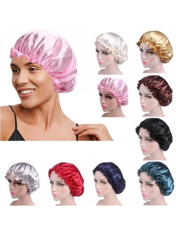 Sleep Cap Satin Bonnet Sleeping Hat Soft Elastic Night Hair Cover for Women Girls