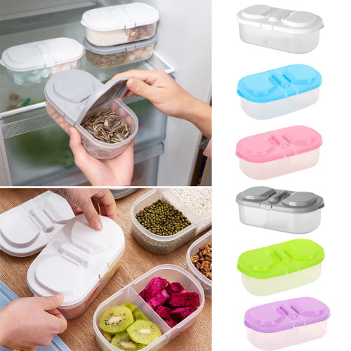 Snack Food Box for Kids, 2 Compartments Plastic Food Storage Container with  Lid, Small Bento Box Lunch Box Fruit Storage Box, 1PC