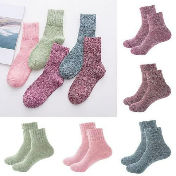 Zhaomeidaxi Solid Color Socks, Winter Soft and Thick Knitted Round-toe Socks, Cut Slippery Unisex 5 Pairs