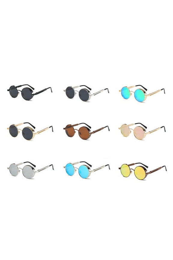 Steampunk Sunglasses for Men Women Polarized Retro Round Metal Frame with UV400 Protection