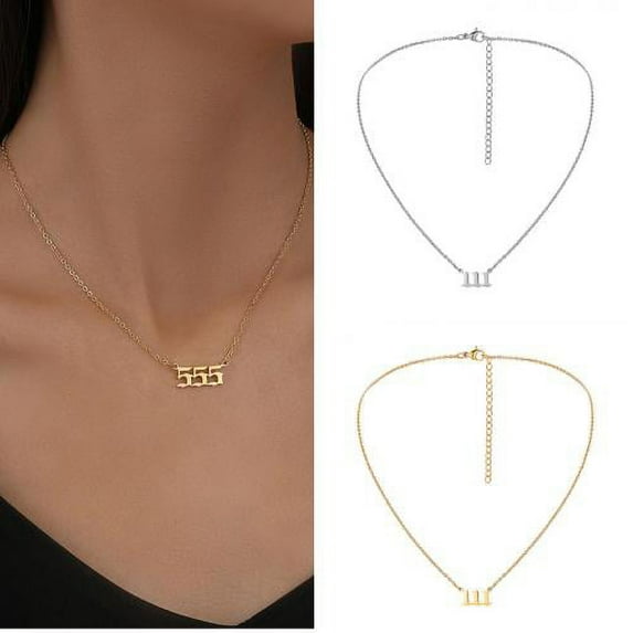 Zhaomeidaxi Women Number Necklace For Women, Dainty angle number Pendants Choker Chain Jewelry Valentines Day gift