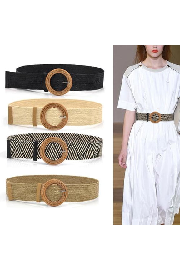 Womens Braided Vintage Wide Elastic Stretch Waist Belt Retro Belt Braided Belt for Women Lady
