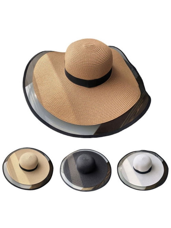 Womens Sun Straw Hat Wide Brim  Summer Hat Foldable Roll up Floppy Beach Cap for Women for Outdoor
