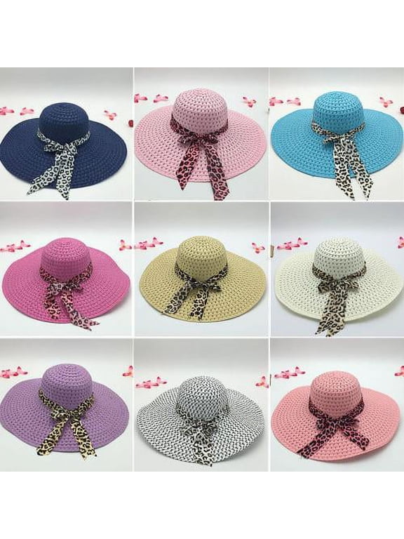 Womens Wide Brim Straw Sun Hat Floppy Foldable Roll up Cap Summer Beach Hats