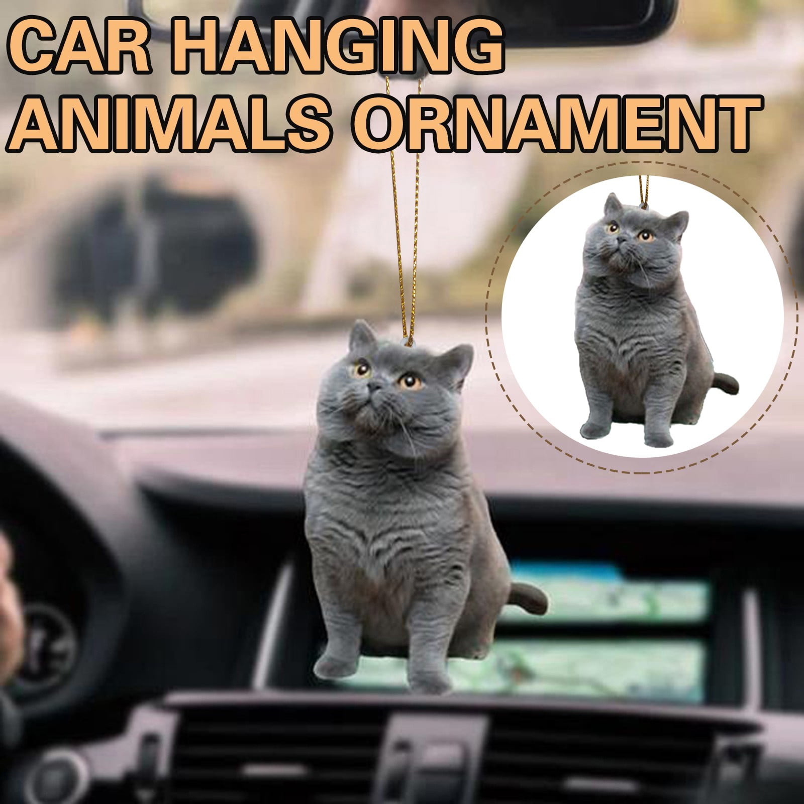 Zhaox Hangs Cat Dog Car Hanging Ornament,Deco Rear View Mirror,Funny