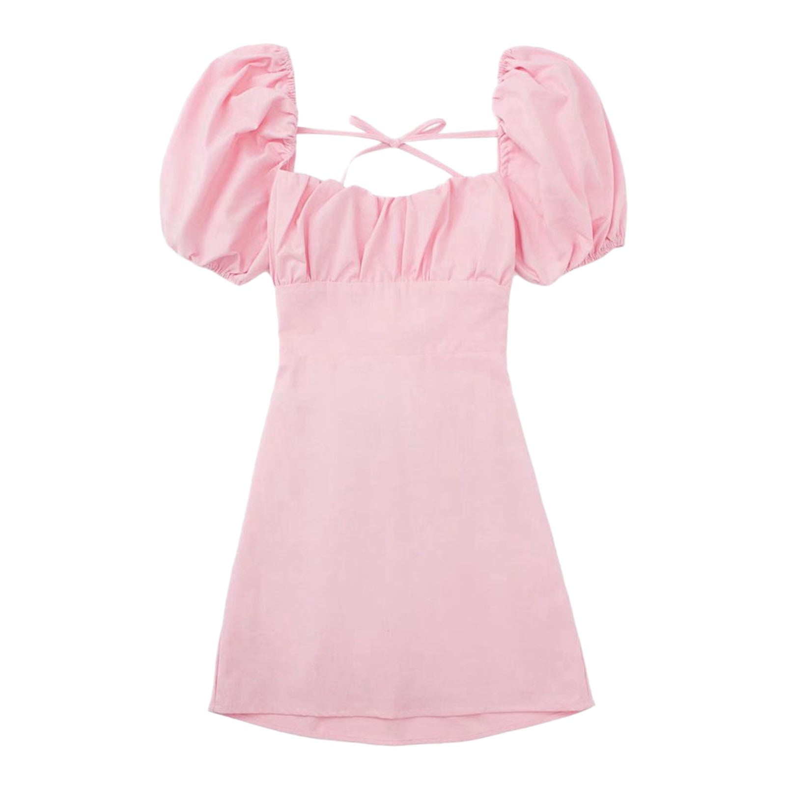 Florboom Women's Wrap Dress – Sweetheart Neckline, Chiffon, Short Sleeve, Tie-Back A-Line Mini Dress For Summer